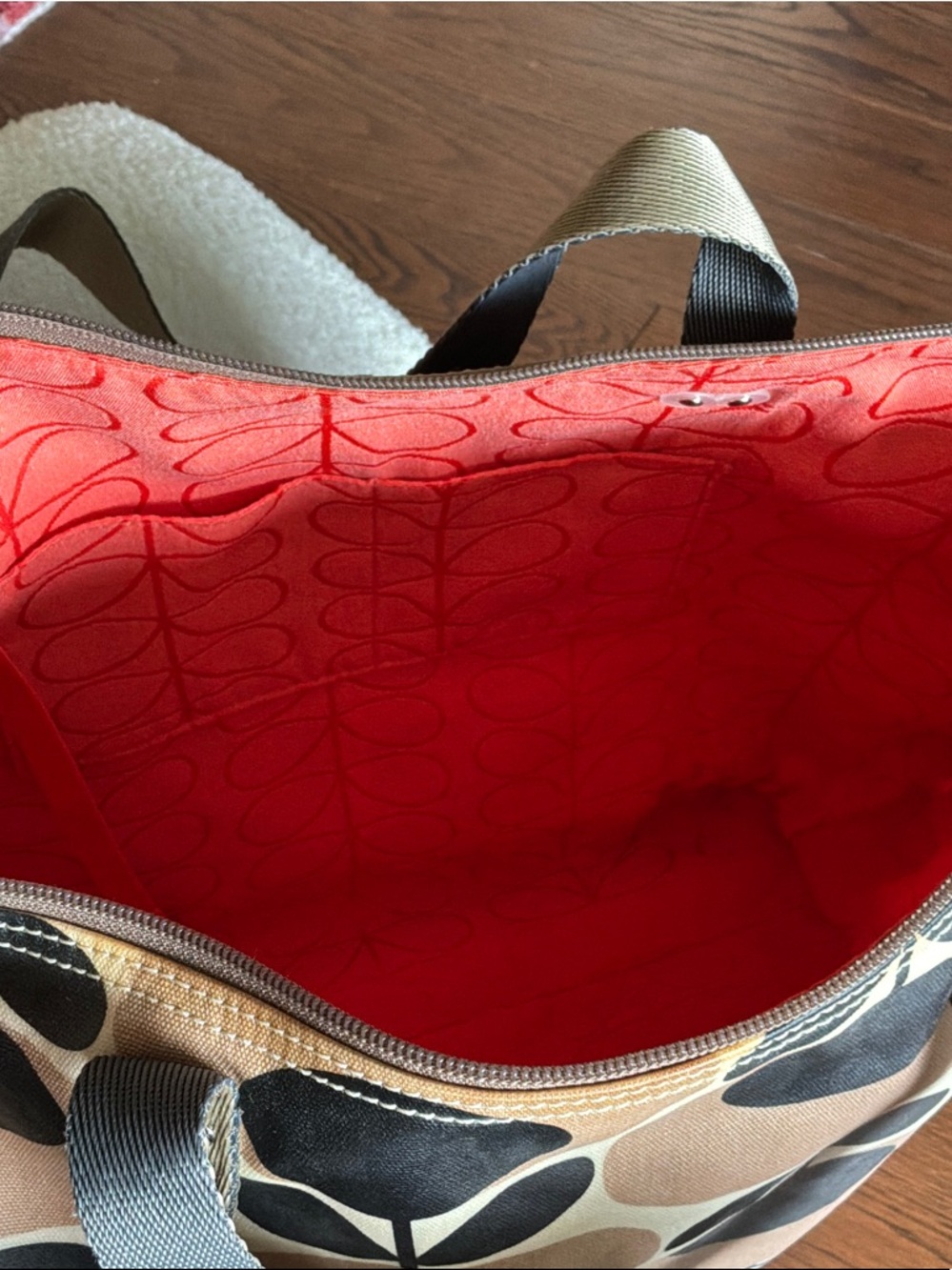 Orla Kiely Tan and Black Stem Print Canvas Tote - Picture 4 of 4